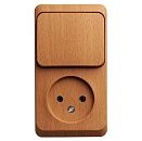 Блок ОУ: розетка без заземления + выключатель 1кл (бук) ЭТЮД SE