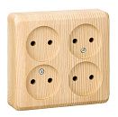 Розетка ОУ 4-я без заземления квадратная (сосна) ЭТЮД SE