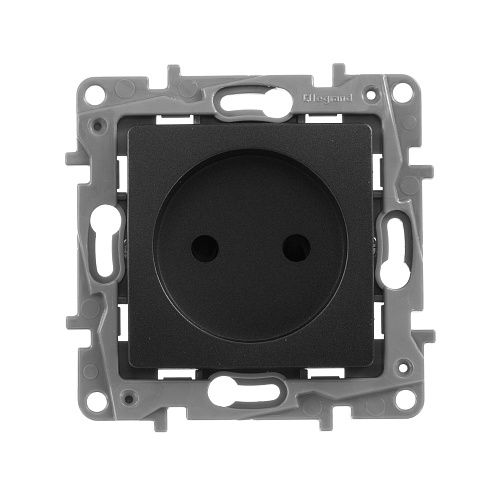 Розетка без заземления с защитными шторками немецкий стандарт винтовые зажимы (антрацит) Etika Legrand/Daccord/ (672634)