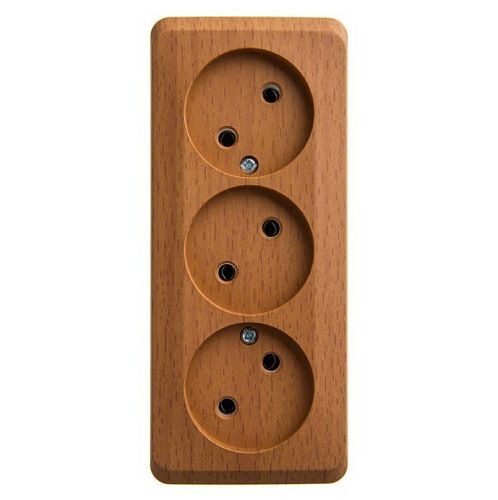 Розетка ОУ 3-я без заземления (темный бук) ЭТЮД SE