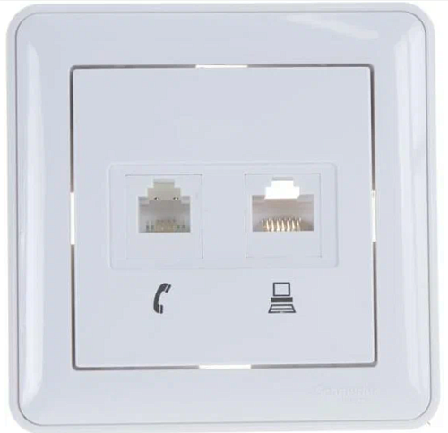 Роз. СУ RJ11+RJ45160В1А кат5е 2-я в сборе (белый) Wessen 59 SE