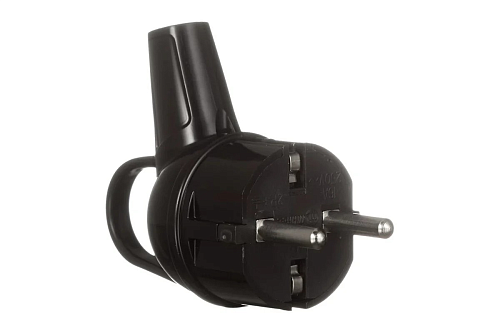 Вилка угловая с з/к 16А 250В IP20 (черная) MAKEL