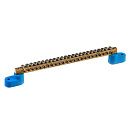 Шина N "ноль" 24 отверстий 2 изолятора "стойка"  6х9мм латунь (синий)