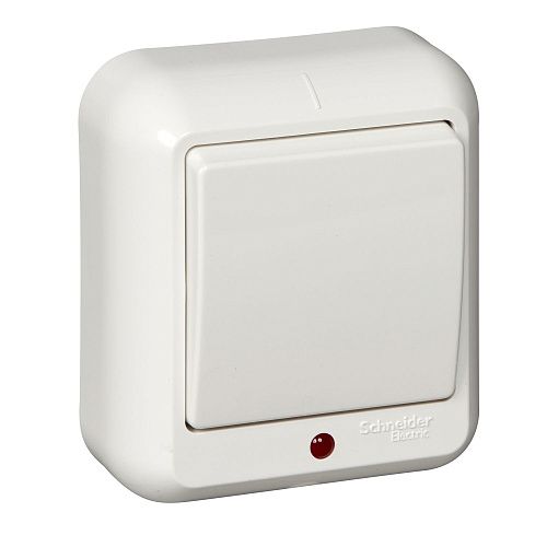 Выключатель ОУ 1кл с подсветкой (белый) ПРИМА SE