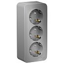 Розетка ОУ 3-я с заземлением с защитными шторками с изолирующей пластиной (алюминий) BLANCA SE