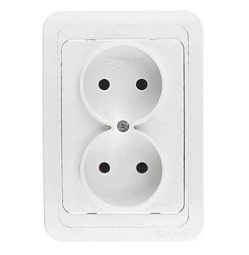 Розетка СУ 2-я без заземления (белый) Mimoza MAKEL