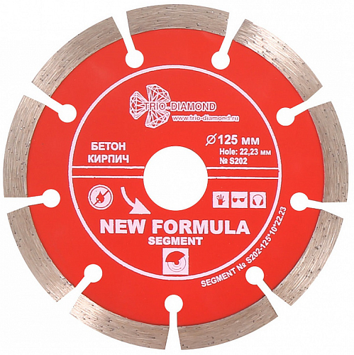 Диск отр. алмаз. сегментный 125*10*22.23 2.2 бетон/бордюрный камень/шамотный кирпичTRIO-DIAMOND