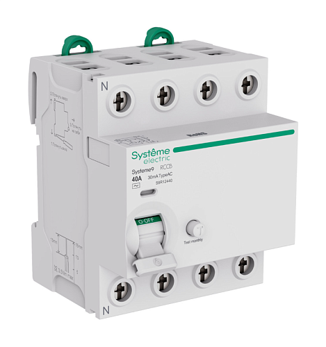 Устройство защитного отключения 40А 4п 30мА тип AC 400В Systeme9 SE (S9R12440)