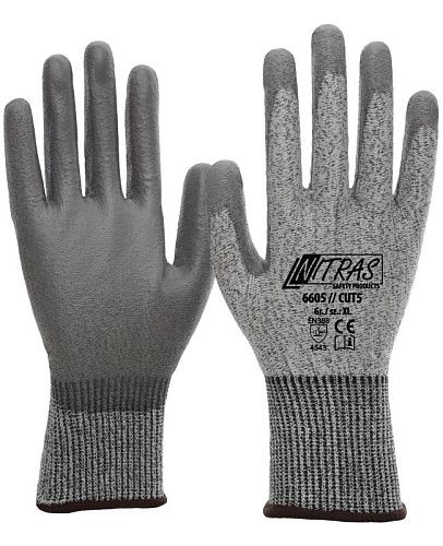 Перчатки трикотажные порезостойкие специальное волокно серые размер 9 Nitras 