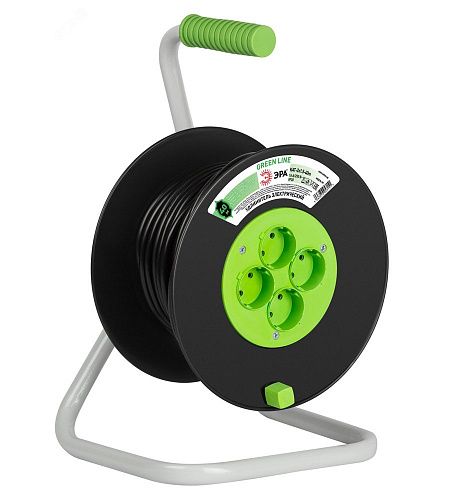 Удлинитель на катушке ЭРА GREEN LINE KAT-2x1.5-40m 4 розетки 40м ПВС 2х1 б/з 2200Вт 10А ЭРА