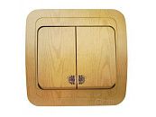 Выключатель СУ 2кл с подсветкой (дуб) Mimoza star Mese MAKEL