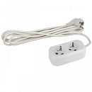 Удлинитель UX-2е-1.5m 2 гнезда 1.5м с/з (белый) ПВС 3x0.75мм ЭРА