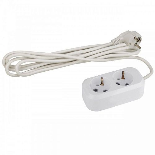 Удлинитель UX-2е-1.5m 2 гнезда 1.5м с/з (белый) ПВС 3x0.75мм ЭРА