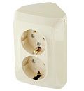 Розетка ОУ 2-я с заземлением с защитными шторками угловая (кремовый) ЭТЮД SE