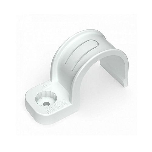 Крепеж-скоба пластиковая для труб быстрого монтажа 32мм (под монтажный пистолет) (белая) Промрукав