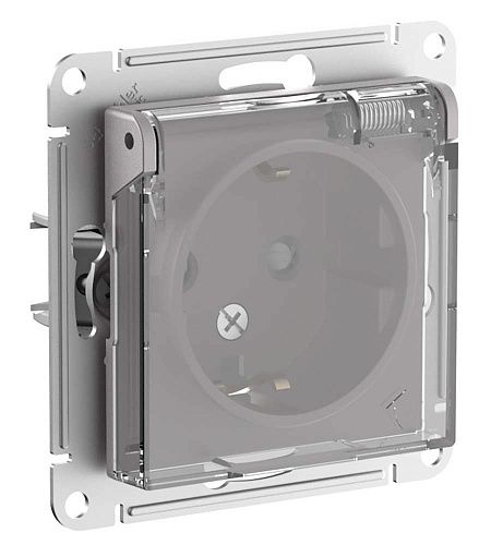 Розетка с заземлением с защитными шторками с крышкой 16А IP44 (алюминий) ATLASDESIGN AQUA SE