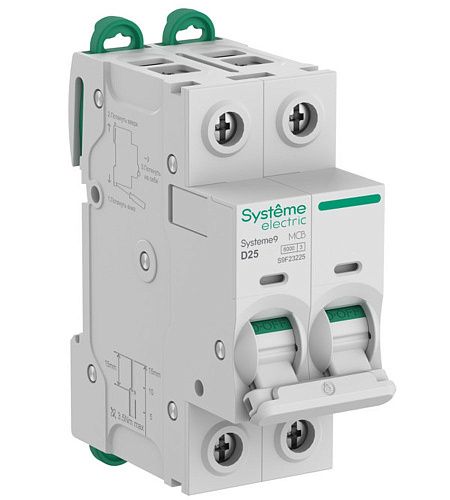 Автоматический выключатель 2п D25 6.0kA 400В (АВ) Systeme9 SE (S9F23225)