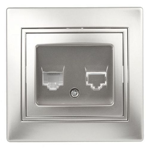 Розетка PC RJ45 (алюминий) Intro Solo ЭРА (4-303-03)