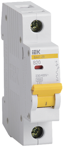 Автоматический выключатель 1п C20 4.5кА ВА47-29 KARAT ИЭК (MVA20-1-020-C)