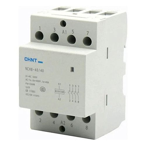 Контактор модульный NCH8-40/40 220/230В AC 40A 4НО CHINT (256099)