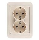 Розетка СУ 2-я с заземлением со вставкой (крем) Mimoza MAKEL