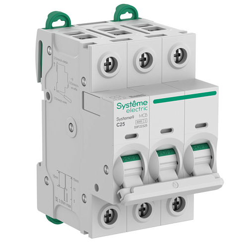 Автоматический выключатель 3п С25 6.0kA 400В (АВ) Systeme9 SE (S9F22325)