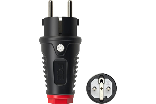Вилка каб 16A 250V 2P+E IP54 корпус черный. маркер красный 0521-sr (PCE Австрия)
