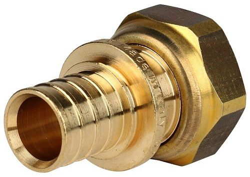 Переходник с накидной гайкой (евроконус) 20xG 3/4" для труб из сшитого полиэтилена аксиальный STOUT