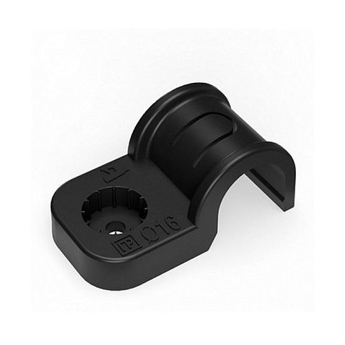 Крепеж-скоба пластиковая для труб быстрого монтажа 16мм (под монтажный пистолет) (черная) Промрукав