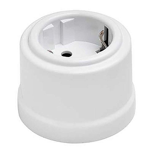 Розетка с заземлением ø65х48мм керамика (белый) Лизетта BIRONI