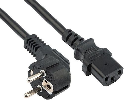 Шнур сетевой. евровилка угловая - евроразъем С13 кабель 3x1.5 1.5 м (черный) REXANT