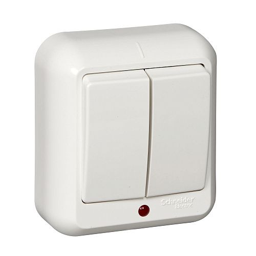 Выключатель ОУ 2кл с подсветкой (белый) ПРИМА SE