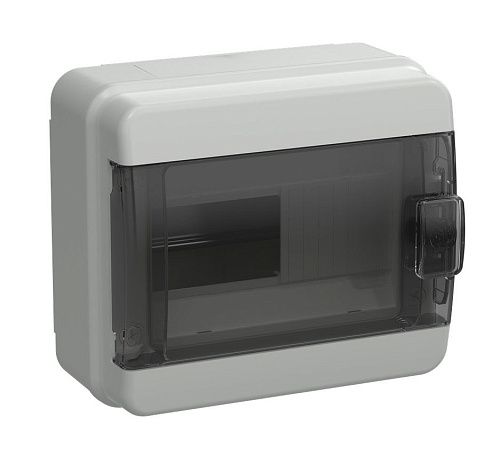 TEKFOR Корпус пластиковый ОУ КМПн-8 с N/PE-6/9 (прозрачная черная дверь) IP65 (IEK)
