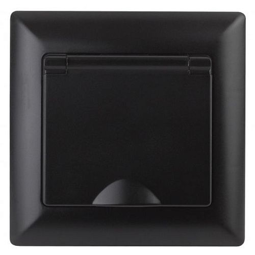 Розетка 2P+E Schuko с крышкой 16А (антрацит) Intro Solo ЭРА (4-203-05)