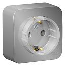 Розетка ОУ с заземлением с изолирующей пластиной компактная (алюминий) BLANCA SE