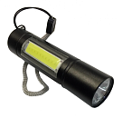 Фонарь LED ручной аккумуляторный 1LED+COB зарядка USB
