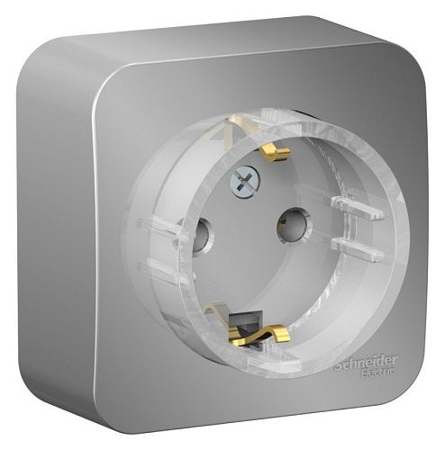 Розетка ОУ с заземлением с изолирующей пластиной компактная (алюминий) BLANCA SE