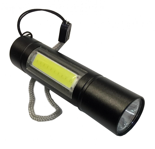Фонарь LED ручной аккумуляторный 1LED+COB зарядка USB
