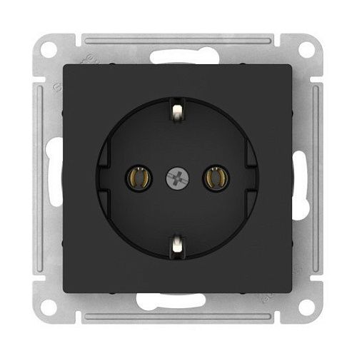 Розетка с заземлением 16А быстрозажим. клем. (карбон) ATLASDESIGN SE