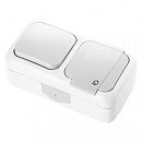 Блок ОУ выключатель 1кл + розетка 1м с з/к с крышкой IP54 (белый) Palmiye VI-KO