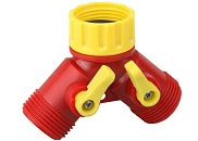 Распределитель поливочный двухканальный 3/4"ВР - 2х3/4"НР с регулировкой напора GS-2 GRINDA