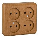 Розетка ОУ 4-я без заземления квадратная (темный бук) ЭТЮД SE