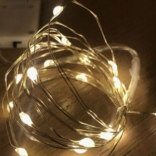 Гирлянда светодиодная на батарейках 2032 5м теплый