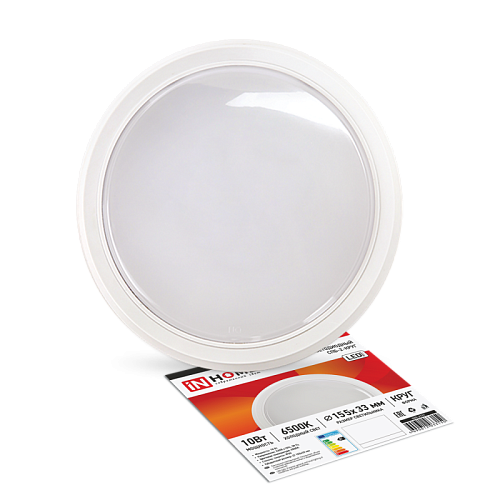 Светильник светодиодный накладной СПБ-2 10Вт 6500K 800Лм Ø155х33мм IP20 IN HOME белый круг