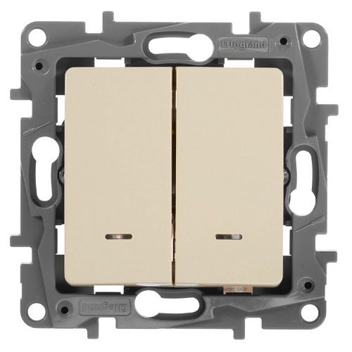 Выключатель 2кл с подсветкой (слоновая кость) Etika Legrand/Daccord/ИЭК (672304)
