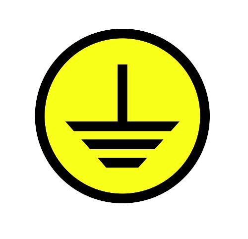 Знак самоклеящийся: Заземление (30х30мм)
