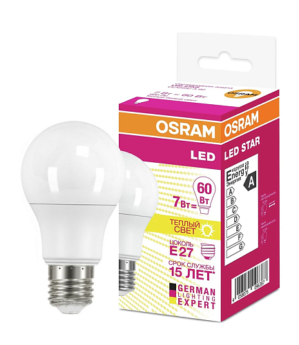 Лампа светодиодная ЛОН STAR CLASSIC A60 6.8Вт 2700К 600Лм Е27 4052899971530 OSRAM