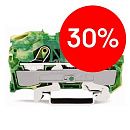 Клемма 2-проводная проходная пружинная 10мм2 с/з (желто-зеленый) WAGO (2010-1207)