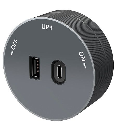 Розетка 2хUSB (тип А+С) 18Вт. 5В/3А (графит) MultiTrack SE