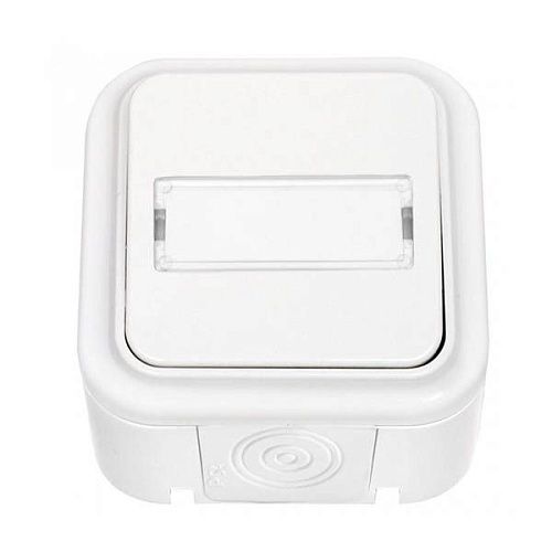 Выключатель кнопка звонка с биркой IP54 (белый) Пралеска Аква